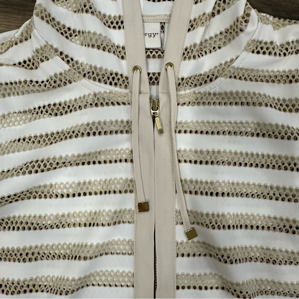 Striped Beige Women's Jacket - Picture 2 of 6
